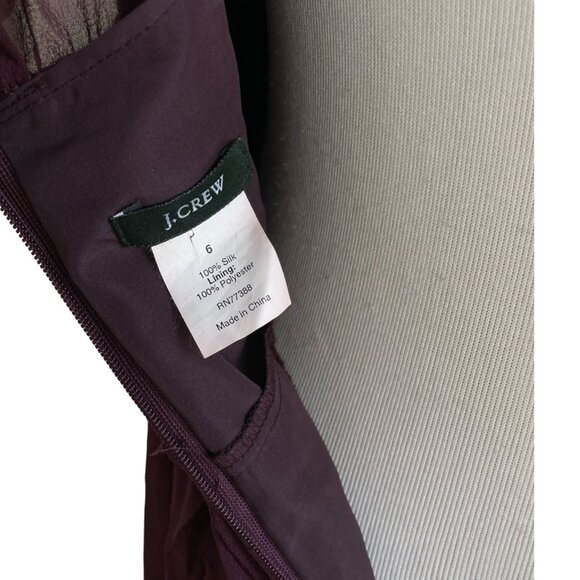 J Crew Silk Dress Size 6 Purple Chiffon Empire Waist Sleeveless Cocktail - Picture 5 of 5
